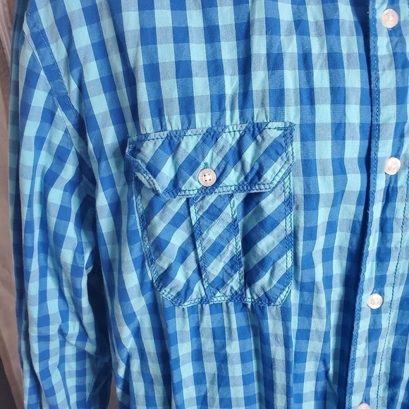 PD&C Classic Plaid Button Down Shirt Men’s XL Blue - Picture 2 of 12